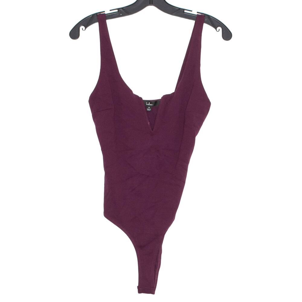 NWT Lulus Womens Bodysuit V Neck Sleeveless Burgundy Size Medium DX